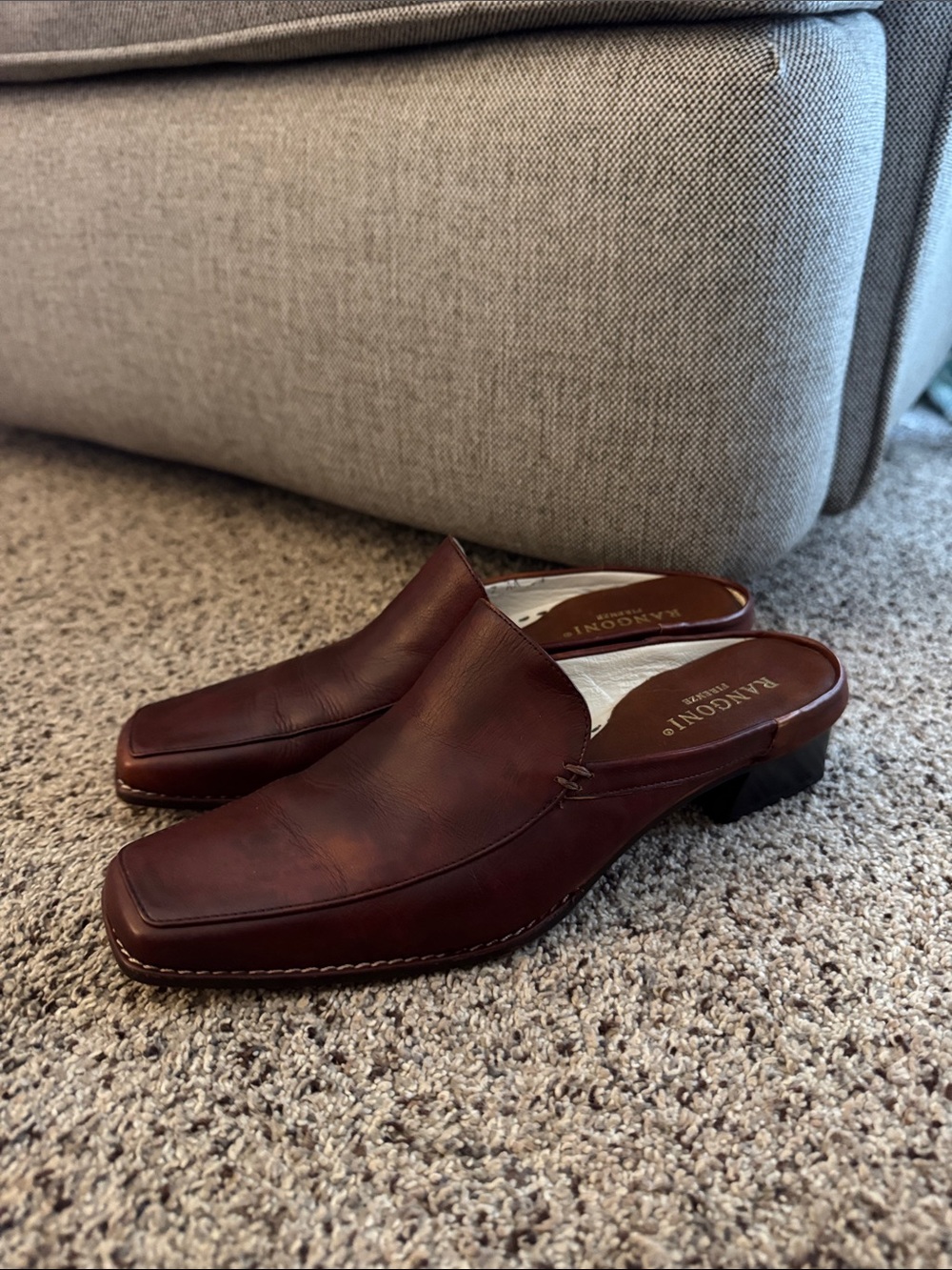Vintage Rangoni Women’s Dark Brown Leather Slip-On Mules